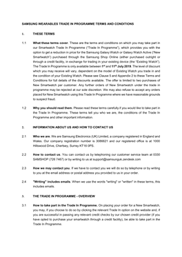 Samsung Galaxy Watch Trade in Programme Terms and Conditions