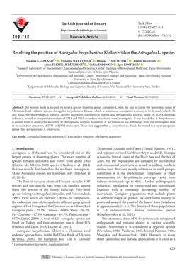Resolving the Position of Astragalus Borysthenicus Klokov Within the Astragalus L