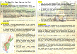 The Cross River Super Highway: Fact Sheet