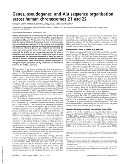 Genes, Pseudogenes, and Alu Sequence Organization Across Human Chromosomes 21 and 22