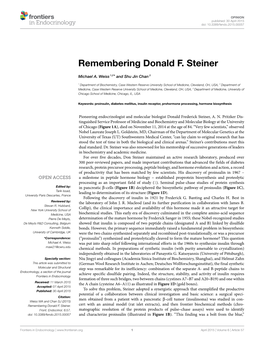Remembering Donald F. Steiner