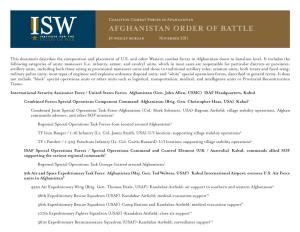 Afghanistan Order of Battle by Wesley Morgan November 2011