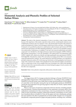 Elemental Analysis and Phenolic Profiles of Selected Italian Wines