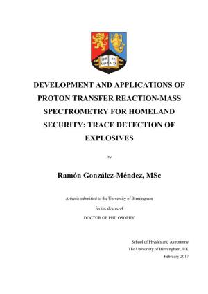 Development and Applications of Proton Transfer Reaction-Mass Spectrometry for Homeland Security: Trace Detection of Explosives