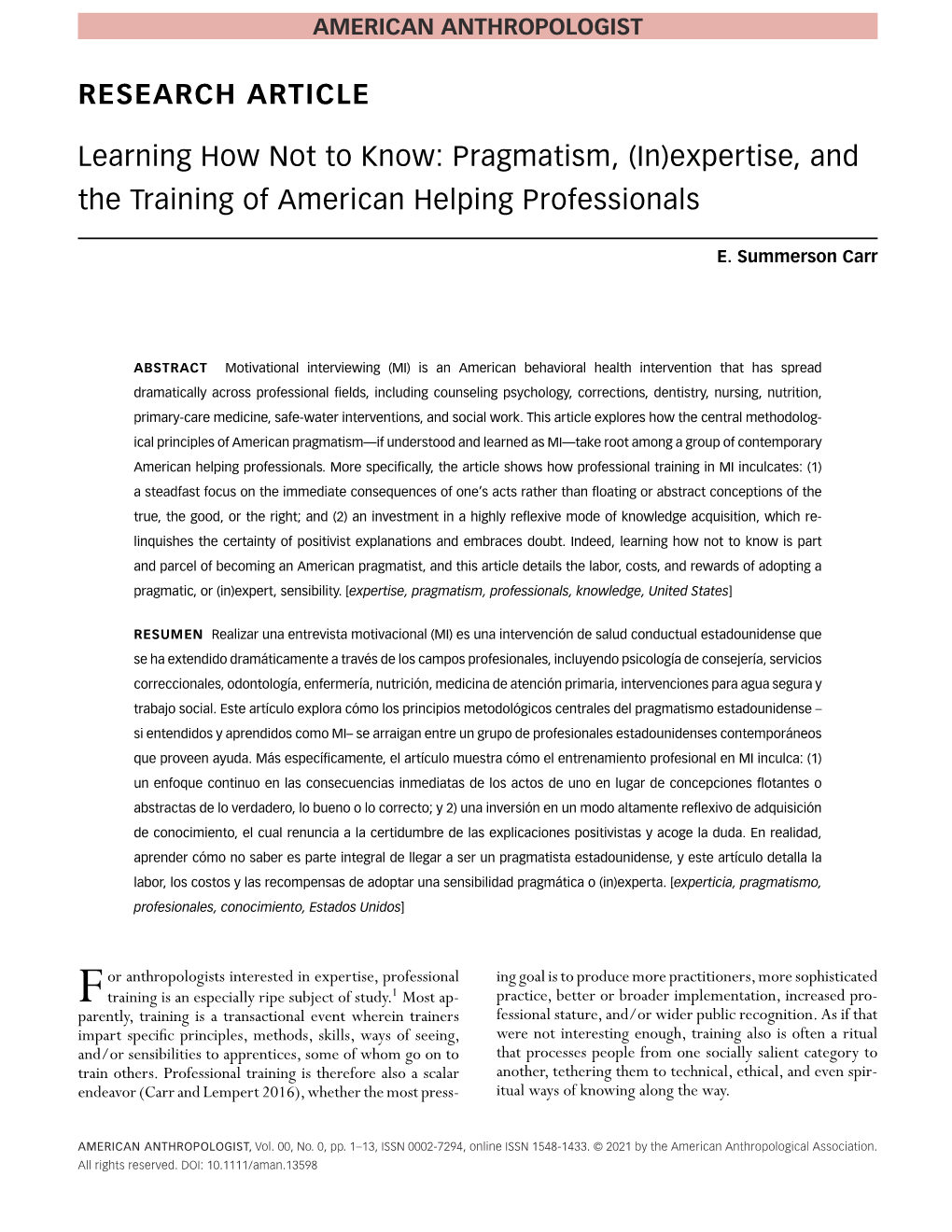 Pragmatism, (In)Expertise, and the Training of American Helping Professionals