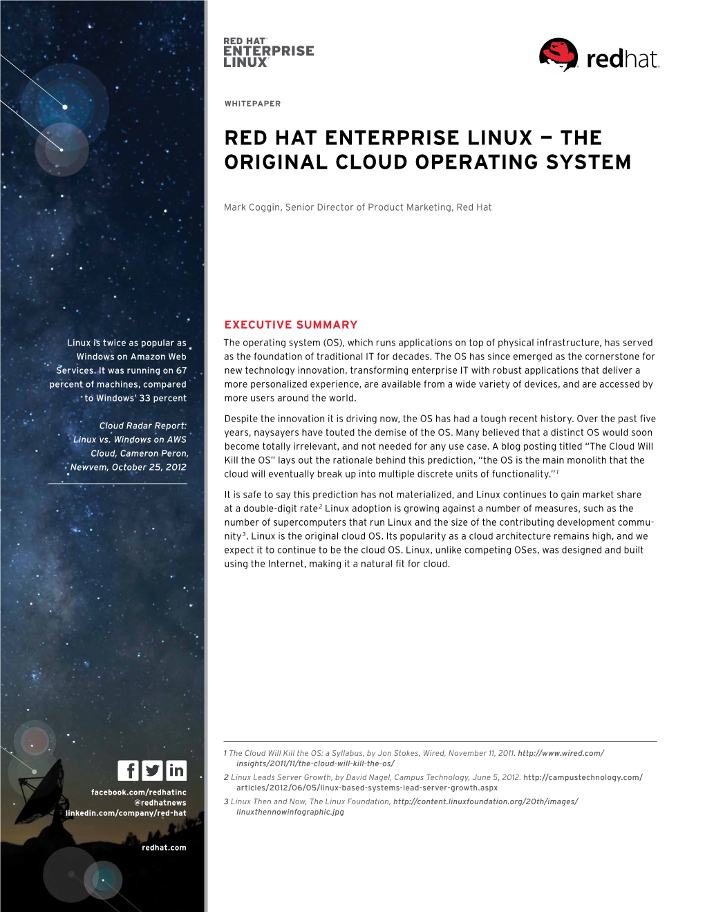 Red Hat Enterprise Linux — the Original Cloud Operating System