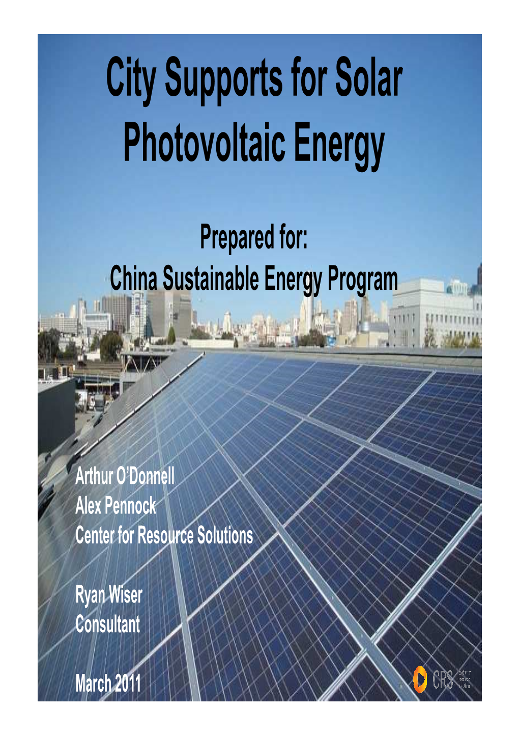 Solar Cities CRS Reference and Implications for China.Pdf