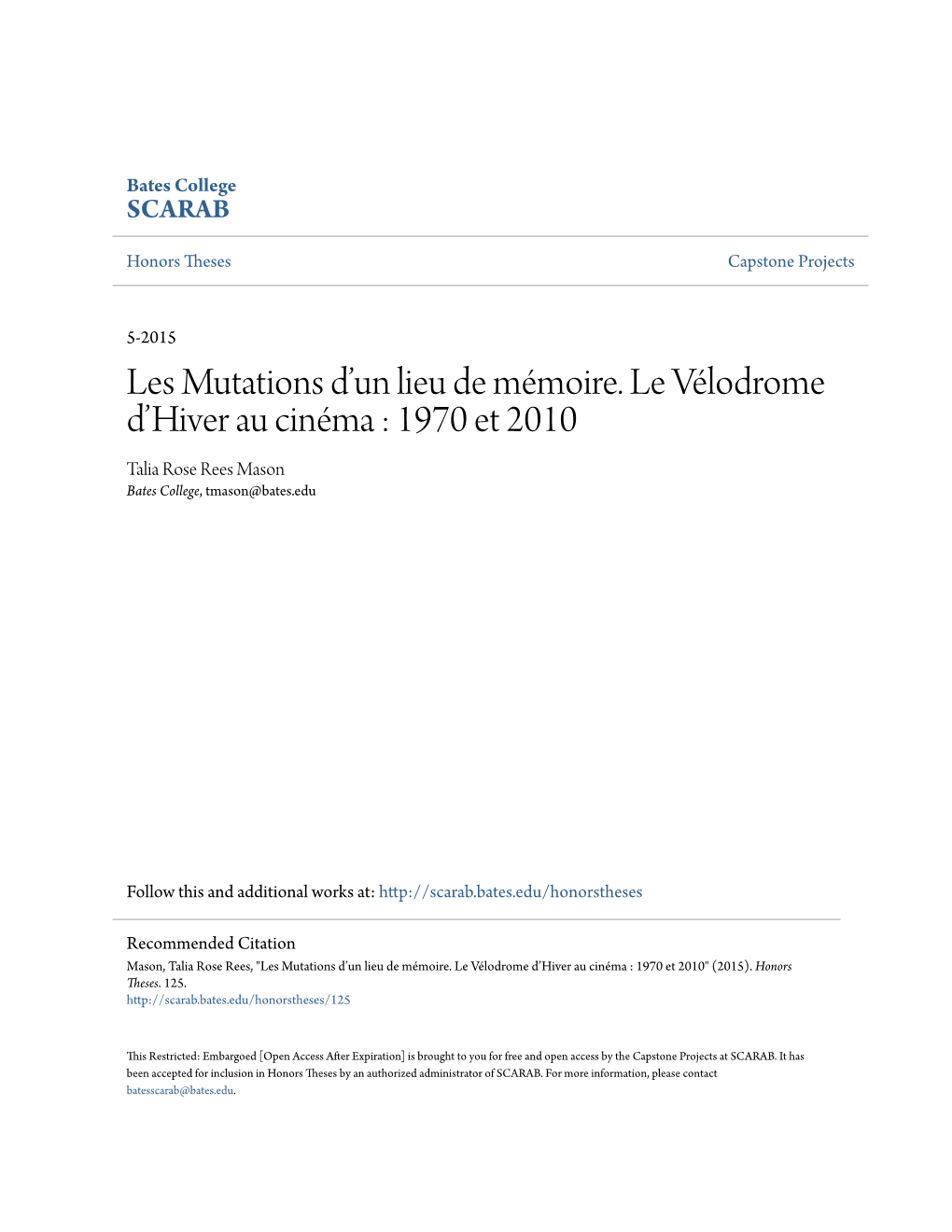 Les Mutations D'un Lieu De Mémoire. Le Vélodrome D'hiver Au Cinéma