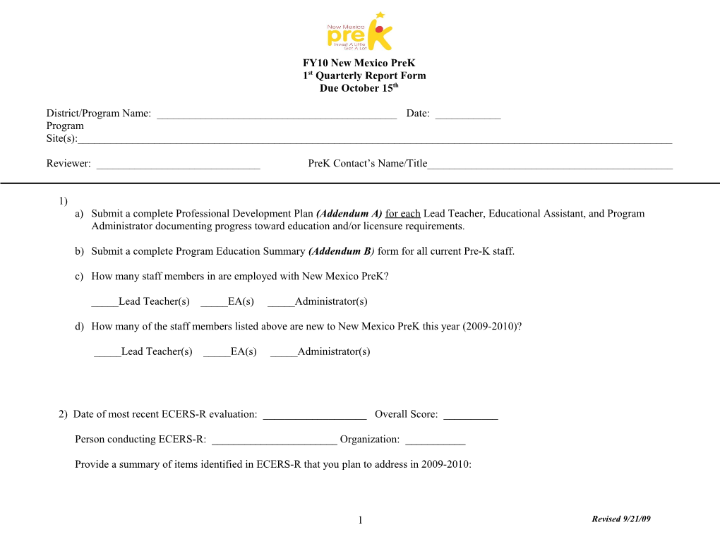 Program Standards Monitoring Tool