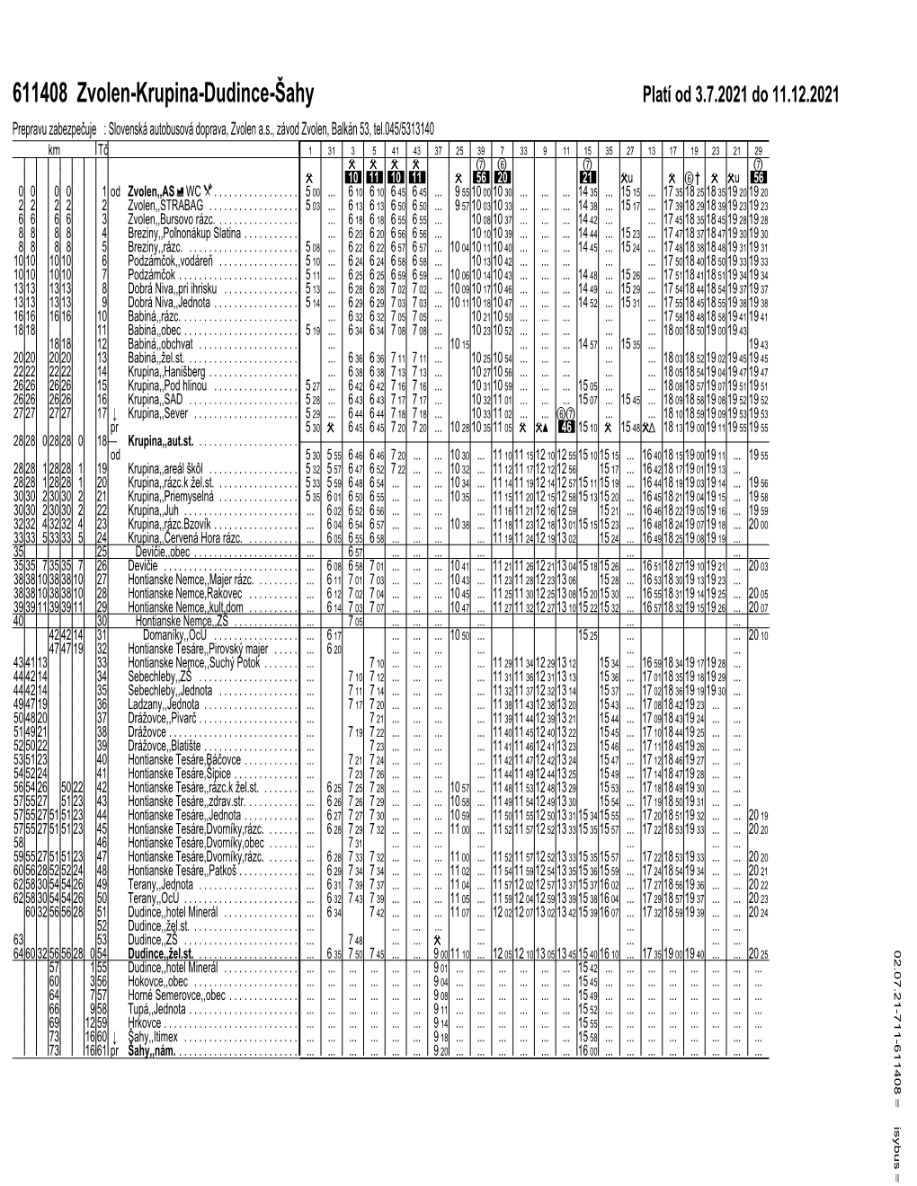 Linka Č. 611408 – Zvolen-Krupina-Dudince-Šahy