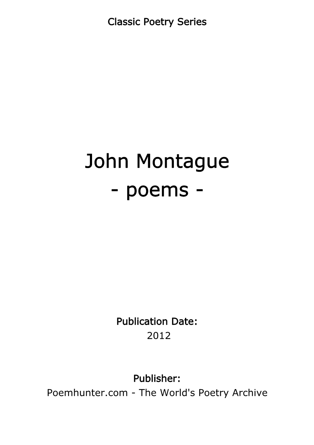 John Montague - Poems