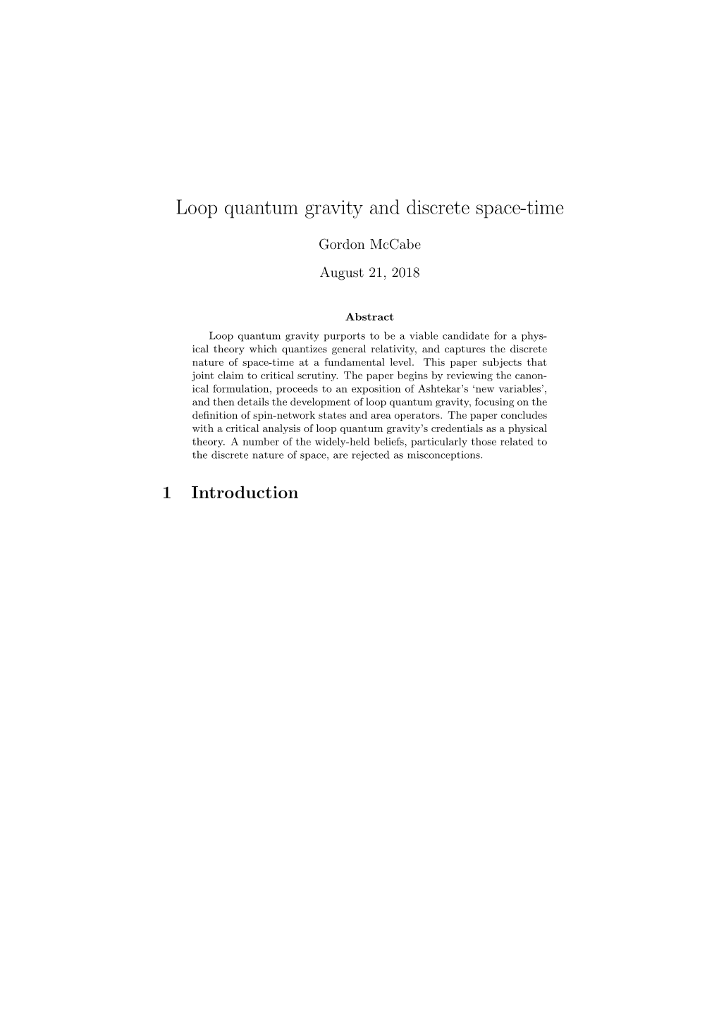 Loop Quantum Gravity and Discrete Space-Time