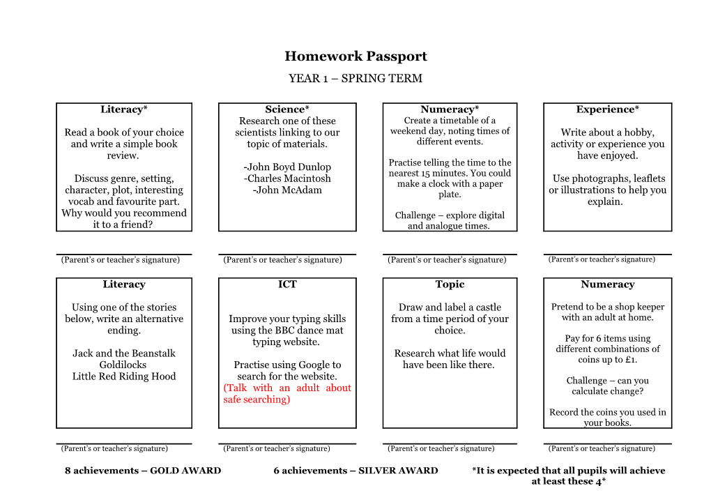 Homework Passport