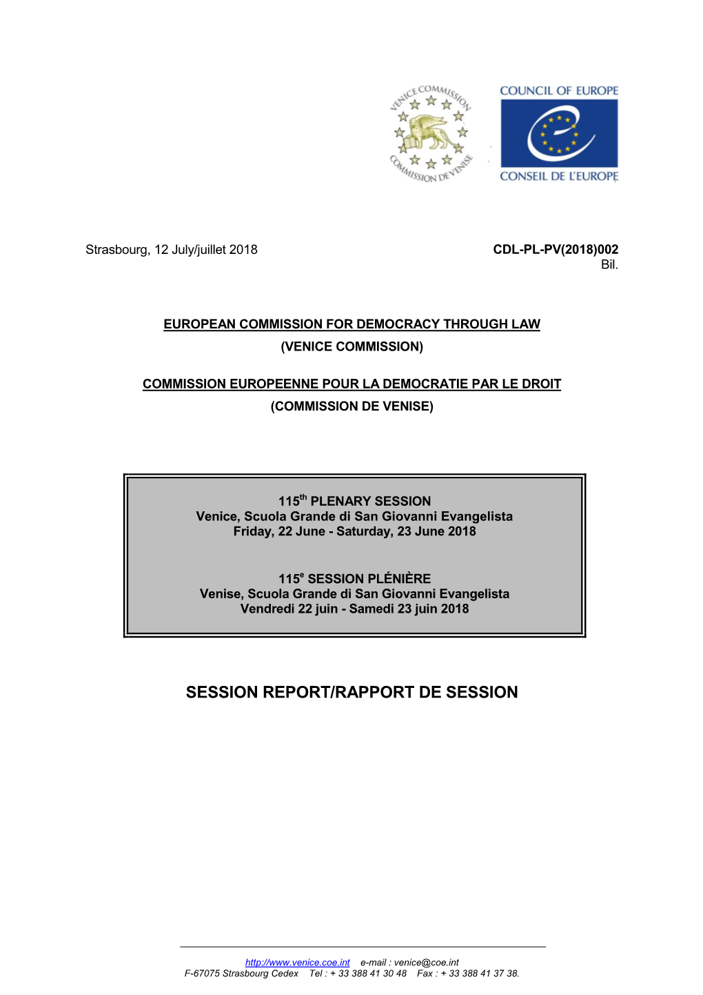 Session Report/Rapport De Session