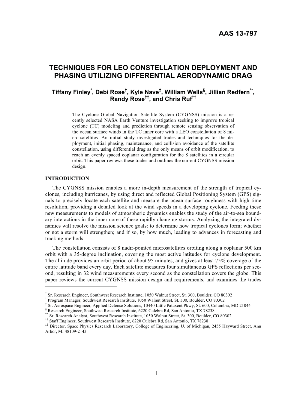 Techniques for Leo Constellation Deployment and Phasing Utilizing Differential Aerodynamic Drag