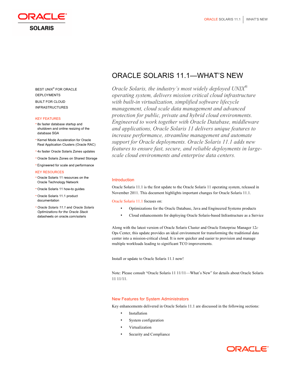 Oracle Solaris 11.1—What's