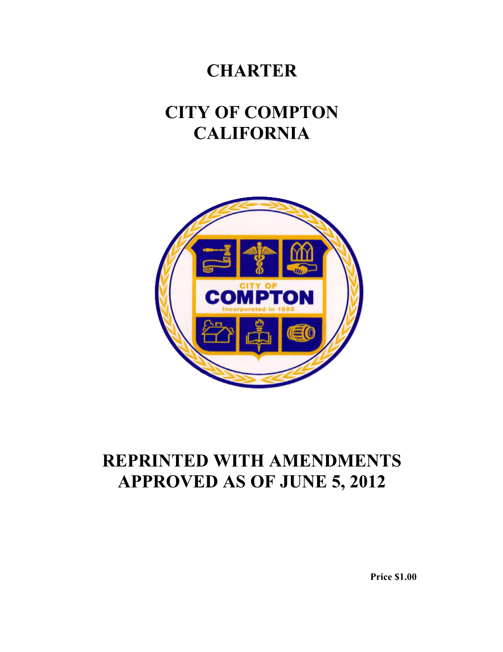 Charter City of Compton California Reprinted with Amendments