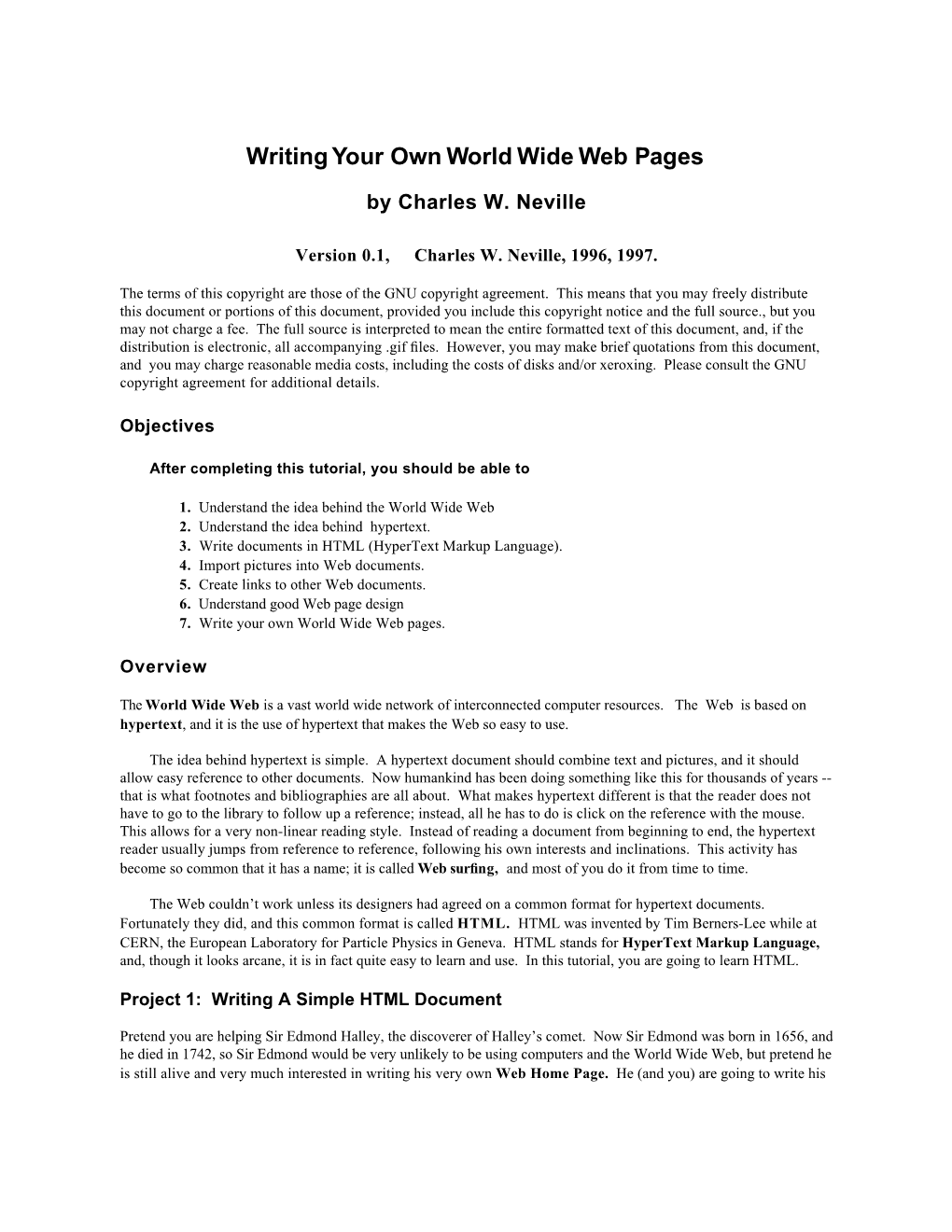 Writing Your Own World Wide Web Pages