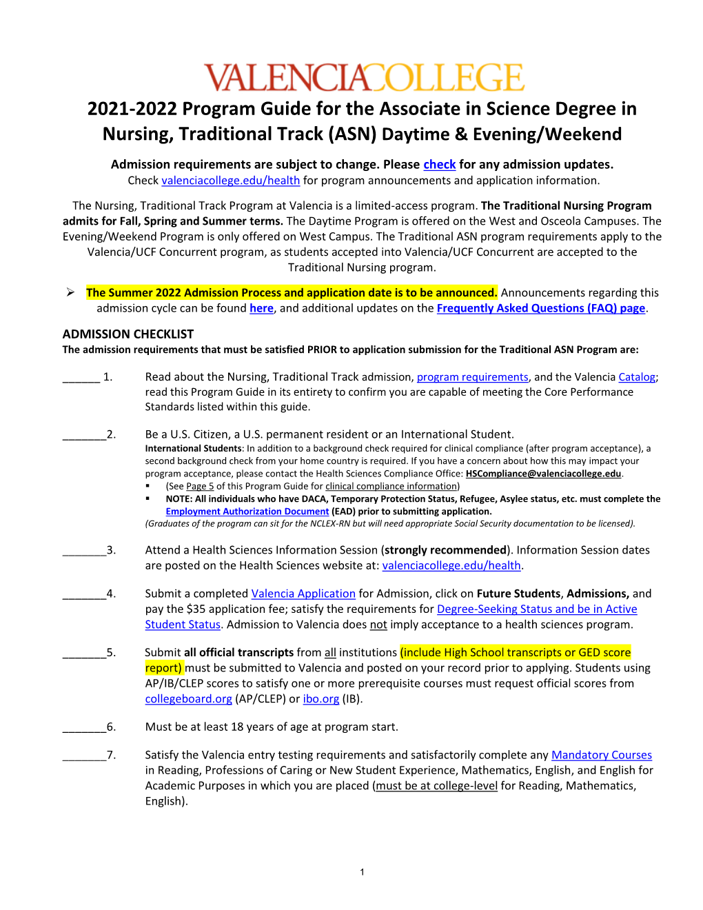 2020-2021 Program Guide for the Associate in Science Degree In