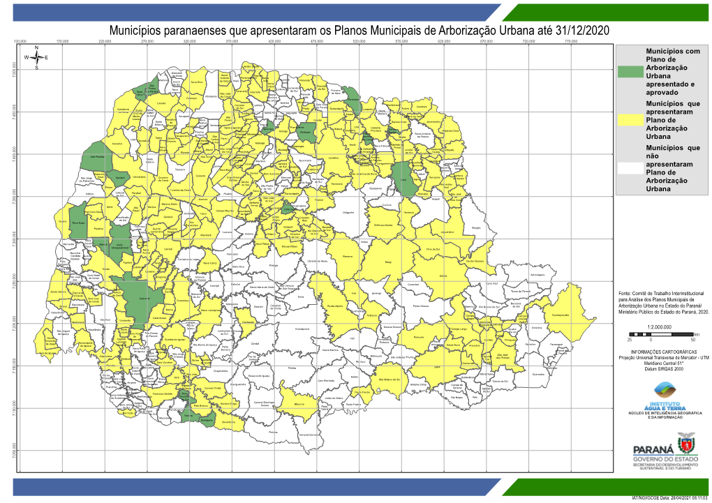 Mapa Dos Municípios Com Planos Municipais De Arborização