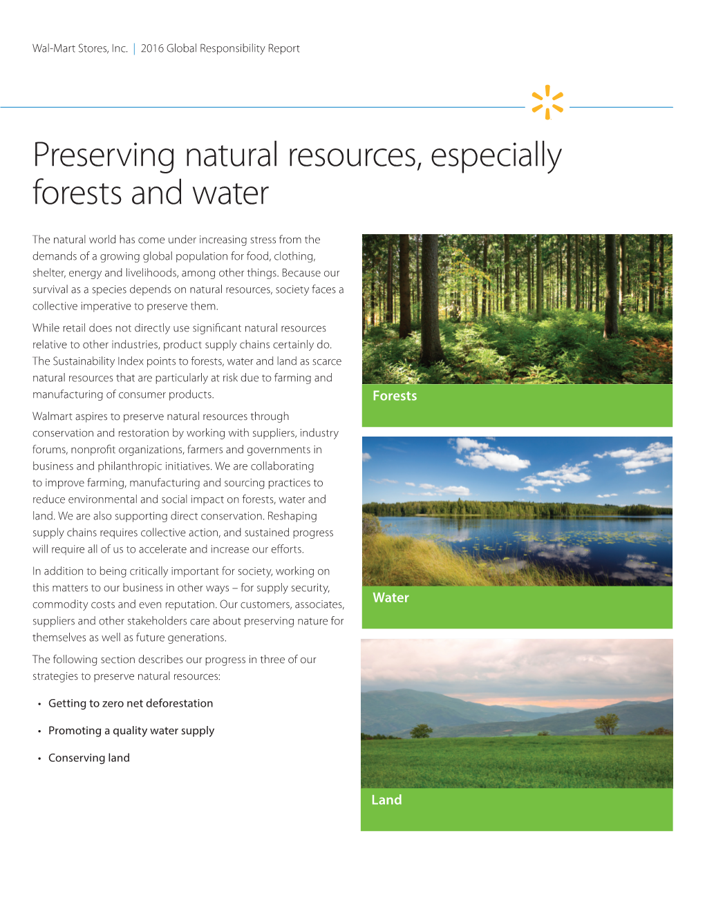 Preserving Natural Resources, Especially Forests and Water