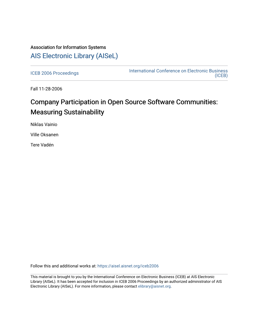 Company Participation in Open Source Software Communities: Measuring Sustainability