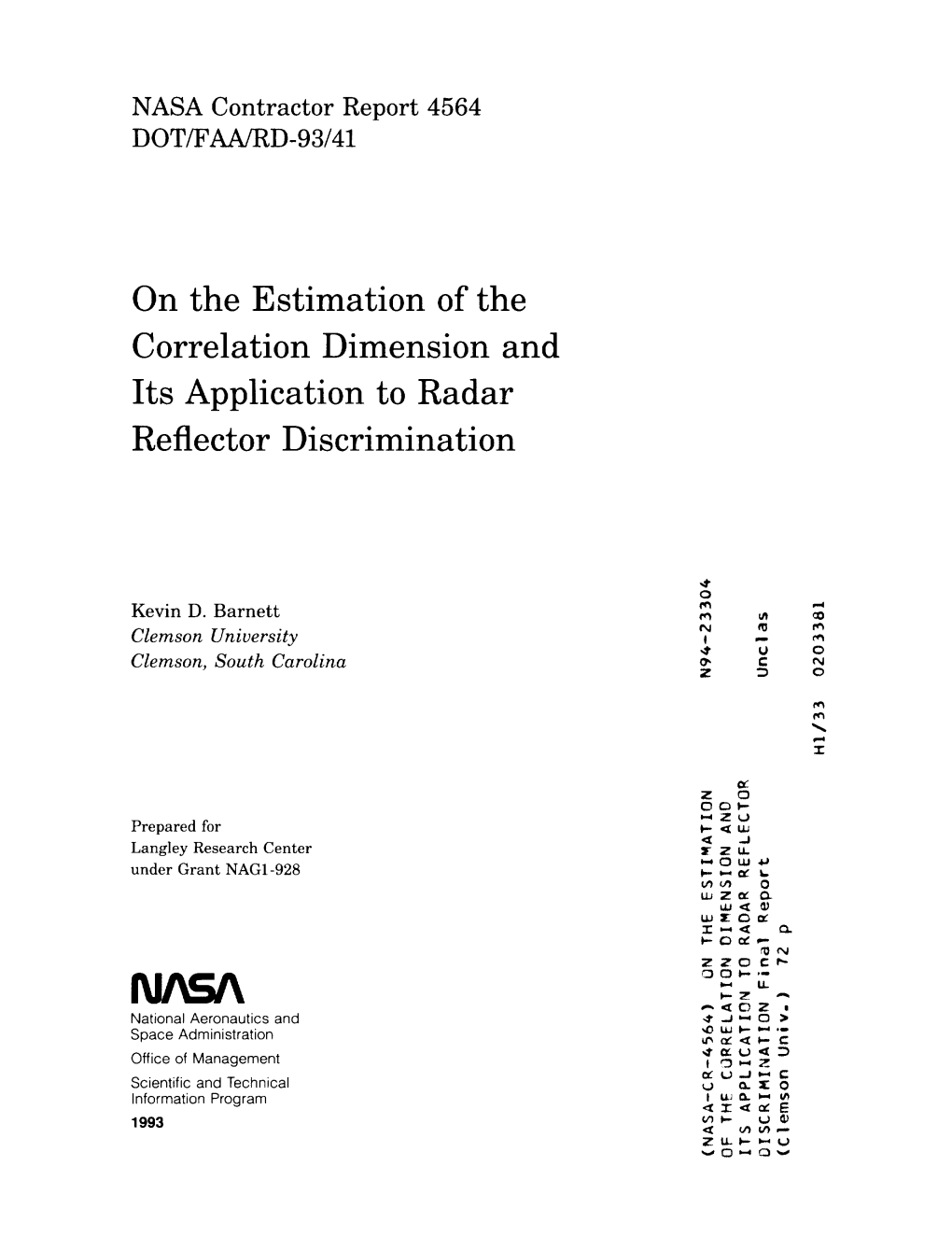 On the Estimation of the Correlation Dimension and Its Application to Radar Reflector Discrimination