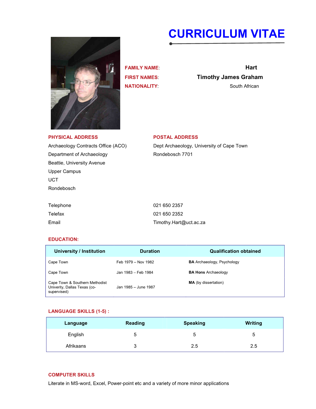 Tim Hart Eu Type Cv