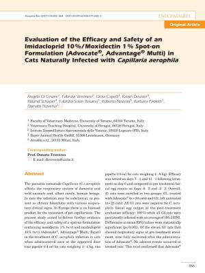 Evaluation of the Efficacy and Safety of an Imidacloprid 10%/Moxidectin