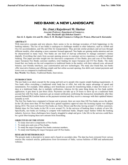 Neo Bank: a New Landscape