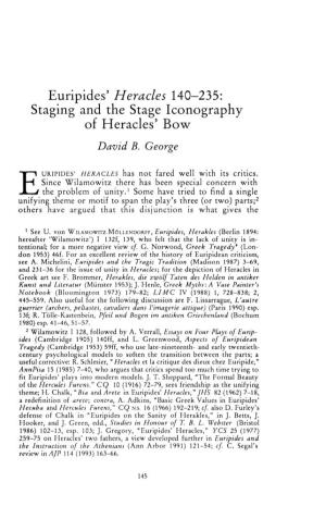 Staging and the Stage Iconography of Heracles' Bow George, David P Greek, Roman and Byzantine Studies; Summer 1994; 35, 2; Proquest Pg
