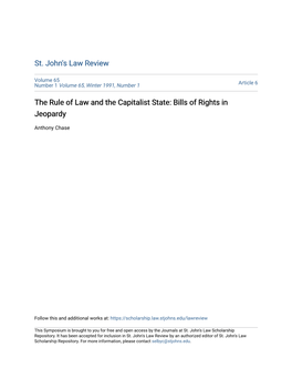 The Rule of Law and the Capitalist State: Bills of Rights in Jeopardy
