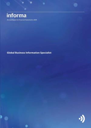 Global Business Information Specialist Informa’S Book Business Has More Than 55,000 Academic Advisers 26 Directors’ Report 27 and Business Titles