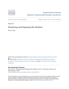Examining and Exposing the Darknet