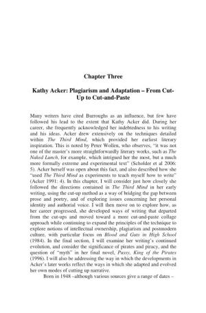 Chapter Three Kathy Acker: Plagiarism and Adaptation