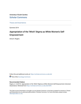 Witch’ Stigma As White Women's Self- Empowerment