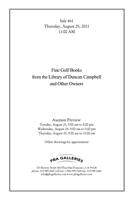 Fine Golf Books from the Library of Duncan Campbell and Other Owners