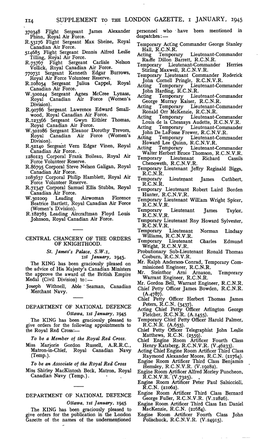 114 SUPPLEMENT to the LONDON GAZETTE, I JANUARY, 1945 370348 Flight Sergeant James Alexander Personnel Who Have Been Mentioned in Phinn, Royal Air Force