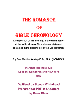 The Romance of Bible Chronology