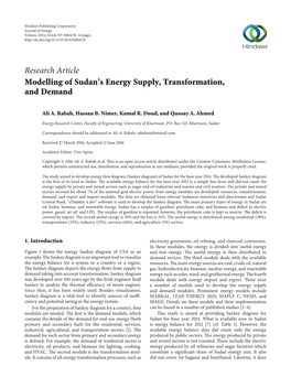 Modelling of Sudan's Energy Supply, Transformation, and Demand