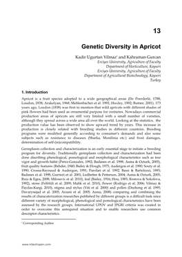 Genetic Diversity in Apricot