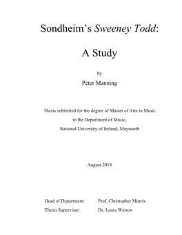 Sondheim's Sweeney Todd: a Study