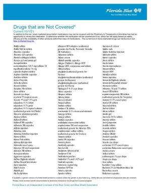 Drugs That Are Not Covered