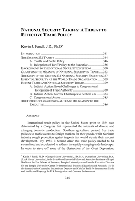 National Security Tariffs: a Threat to Effective Trade Policy