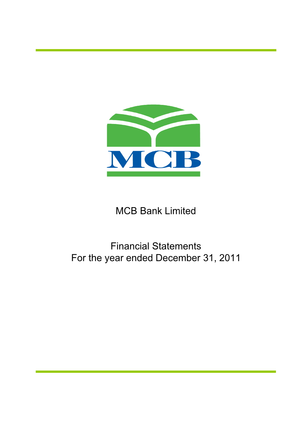 MCB Bank Limited Financial Statements for the Year Ended