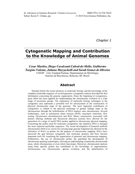 Cytogenetic Mapping and Contribution to the Knowledge of Animal Genomes