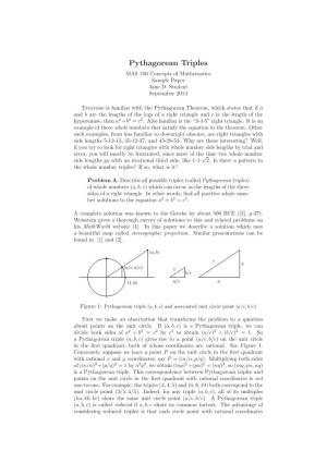 Pythagorean Triples MAS 100 Concepts of Mathematics Sample Paper Jane D