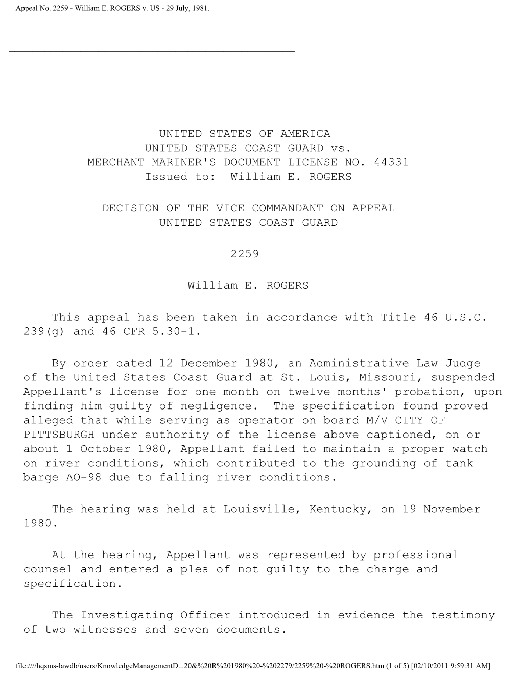 Appeal No. 2259 - William E
