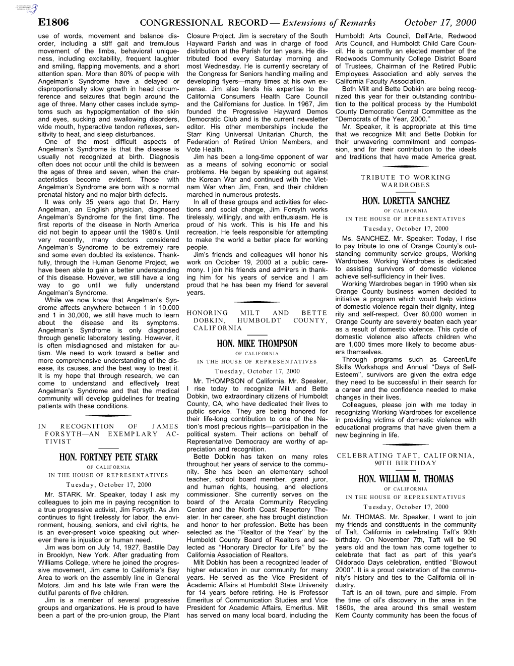 CONGRESSIONAL RECORD— Extensions of Remarks E1806 HON