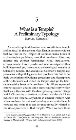 What Is a Temple? a Preliminary Typology 85